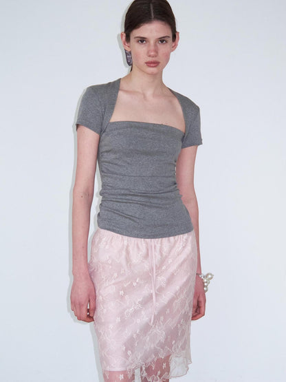 Delivery Dusty Pink Embroidered Lace Tie Off Shoulder Asymmetric Women&