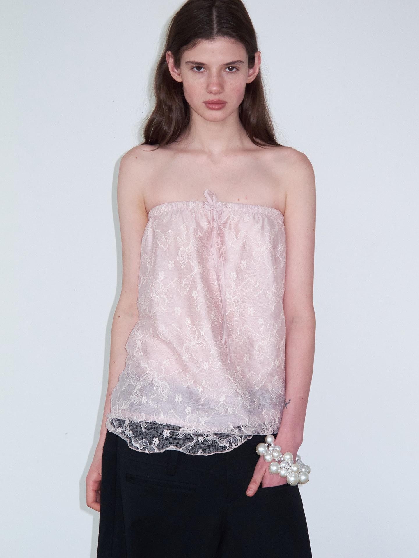 Delivery Dusty Pink Embroidered Lace Tie Off Shoulder Asymmetric Women&