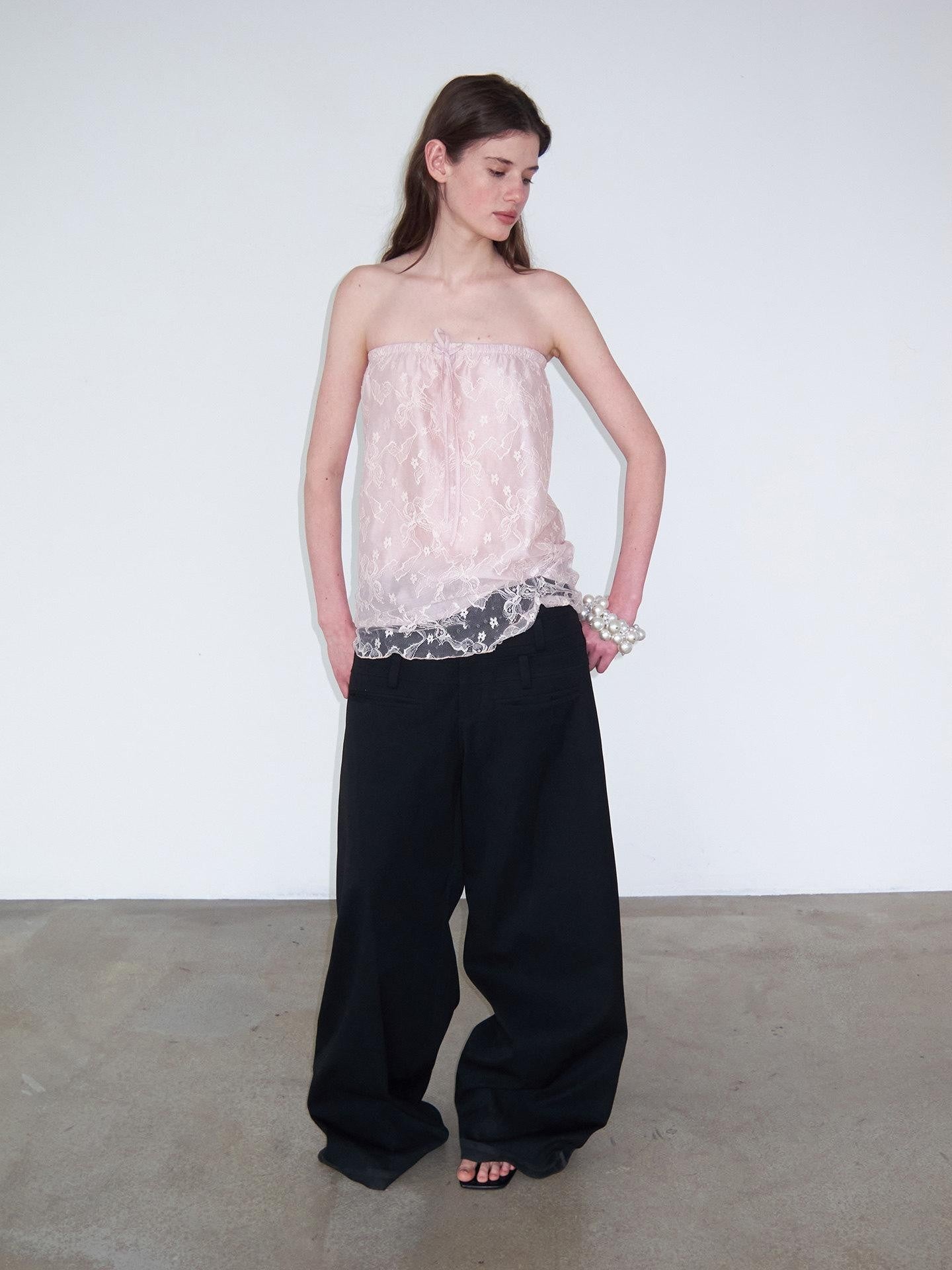 Delivery Dusty Pink Embroidered Lace Tie Off Shoulder Asymmetric Women&