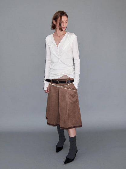 Delivery Faux Layer Henley Collar Women&