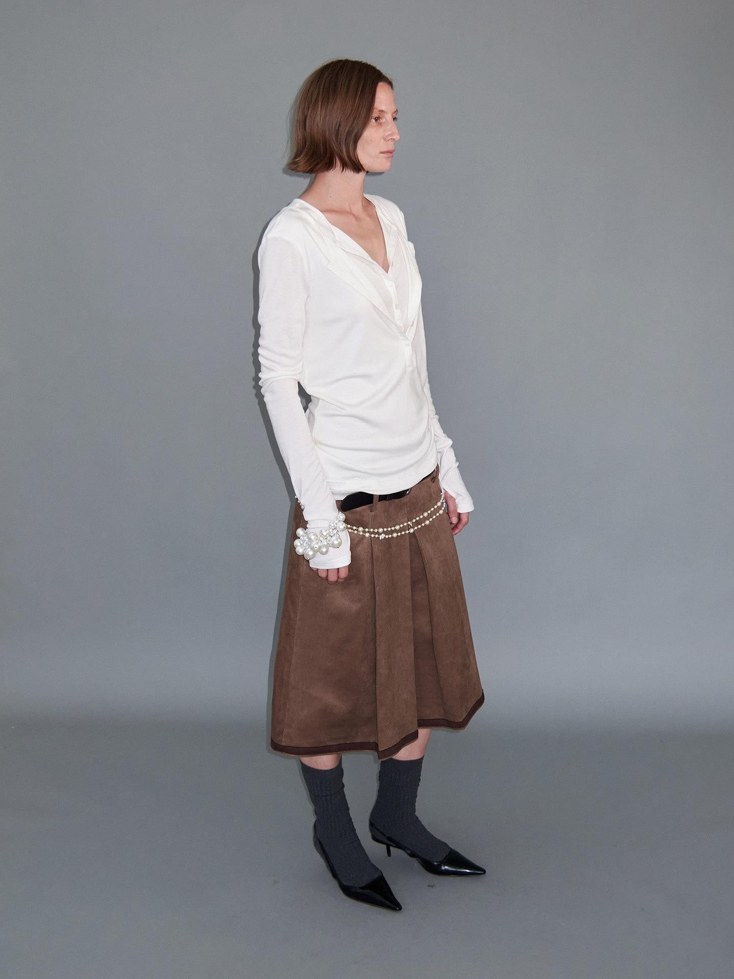 Delivery Faux Layer Henley Collar Women&