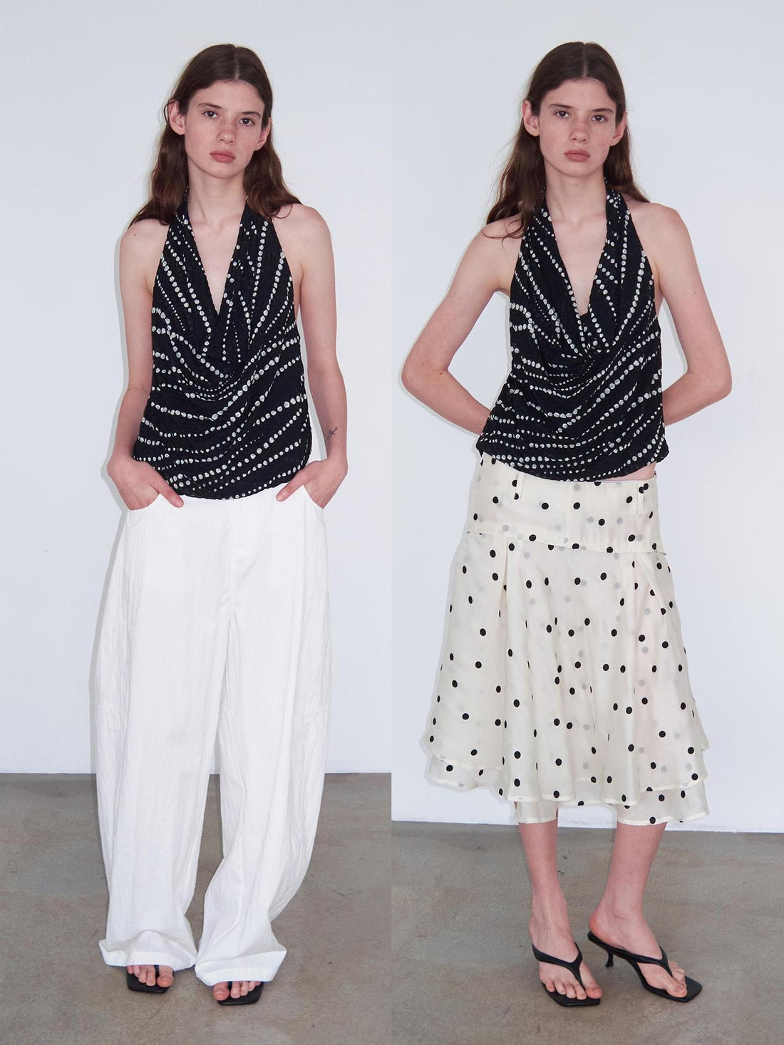 Delivery Gradient Dot Textured Halter Neck Top