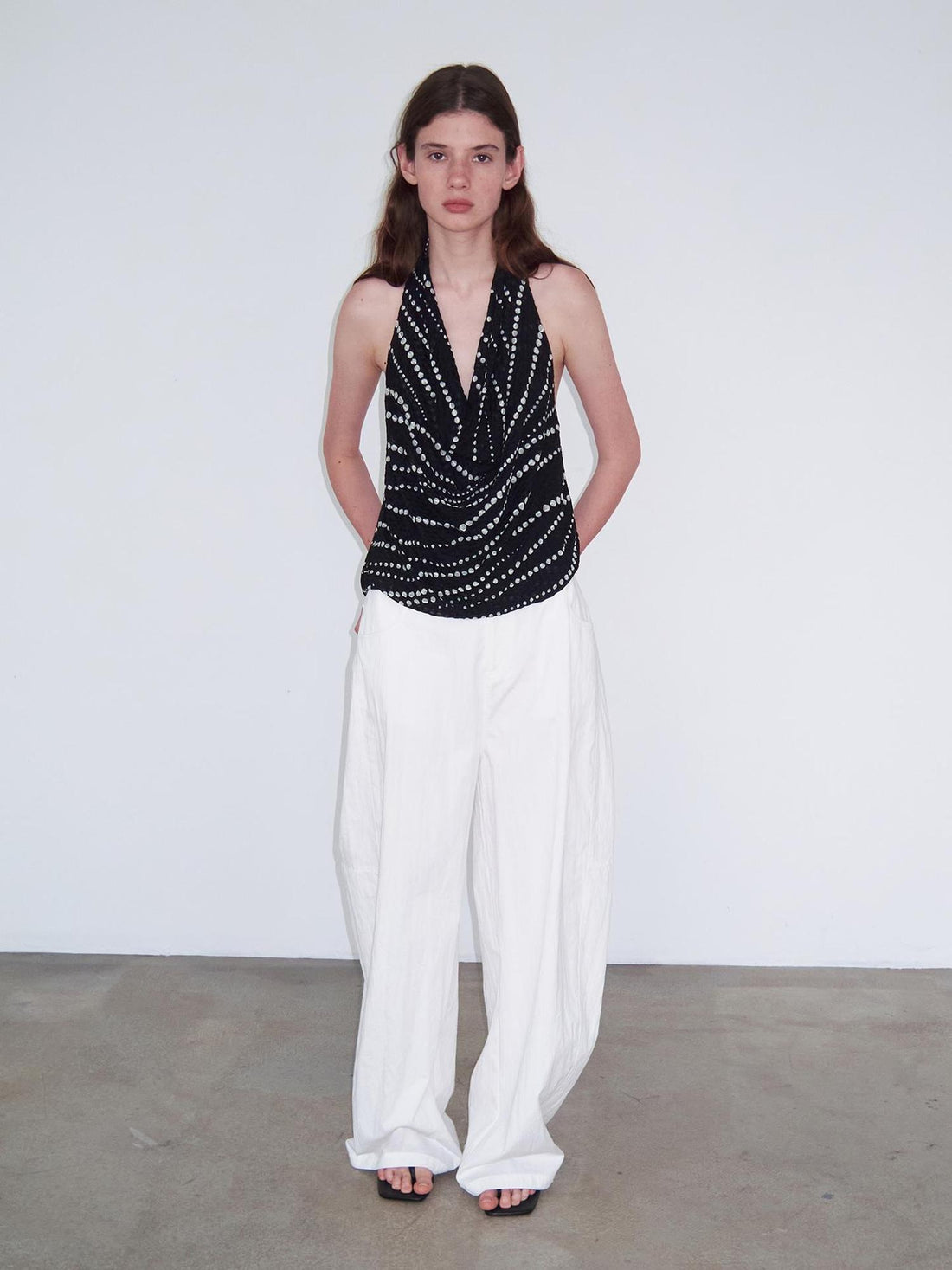 Delivery Gradient Dot Textured Halter Neck Top