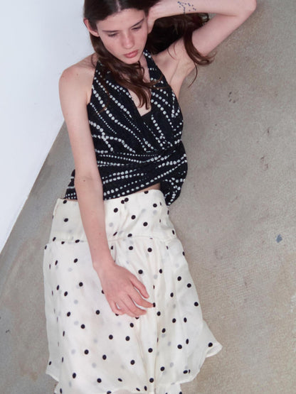 Delivery Gradient Dot Textured Halter Neck Top
