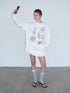 Delivery Graffiti Print Drop Shoulder T-shirt With Double Collar and Sleeve Design