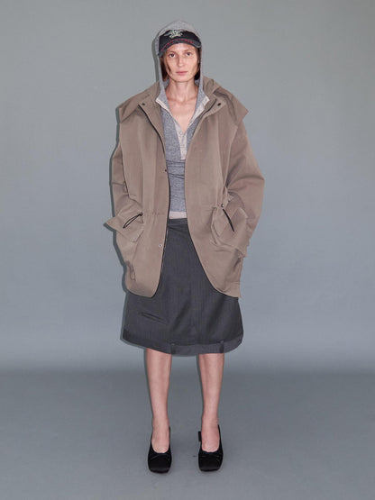 Delivery Gray Asymmetric Foldover Inverted Waist Pleated Women&