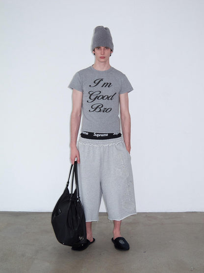 Delivery Gray Frayed Applique Embroidery Letter Women&