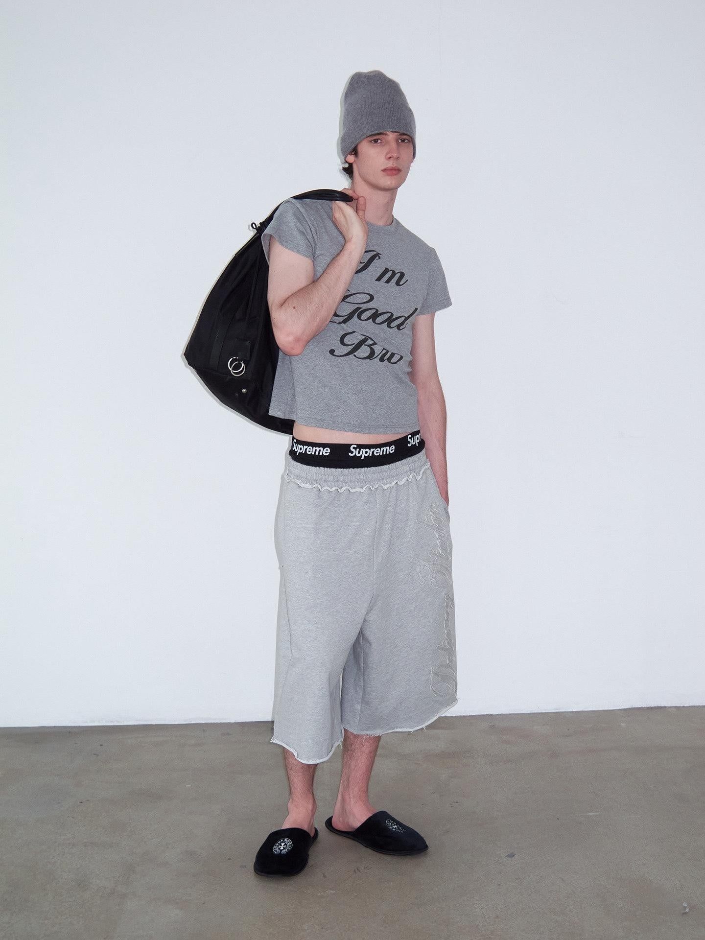 Delivery Gray Frayed Applique Embroidery Letter Women&