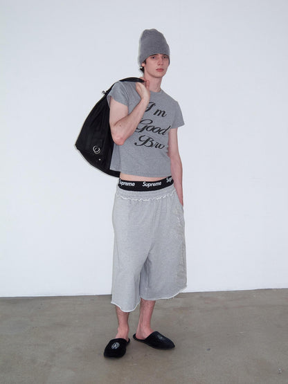 Delivery Gray Frayed Applique Embroidery Letter Women&