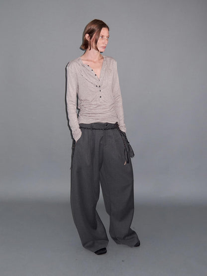 Delivery Gray Pinstripe Pleated Relaxed Women&
