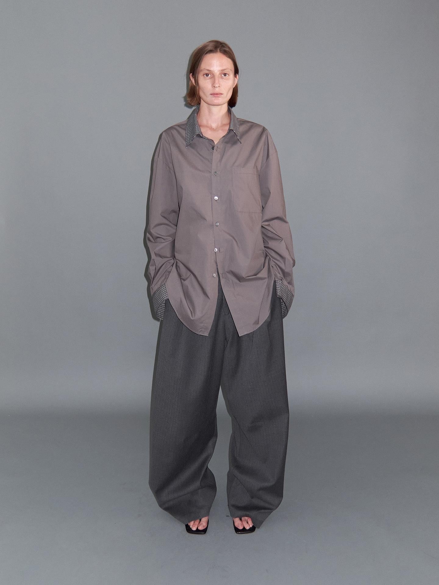 Delivery Gray Pinstripe Pleated Relaxed Women&