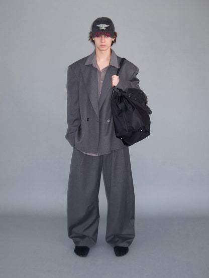 Delivery Gray Pinstripe Pleated Relaxed Women&