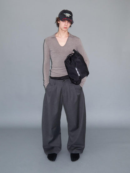 Delivery Gray Pinstripe Pleated Relaxed Women&