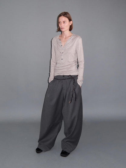 Delivery Gray Pinstripe Pleated Relaxed Women&