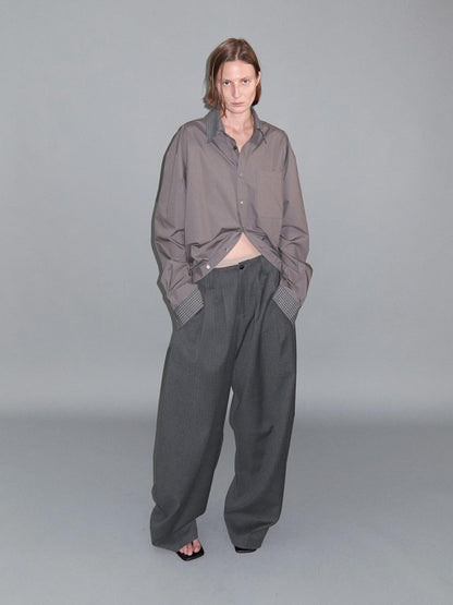 Delivery Gray Pinstripe Pleated Relaxed Women&