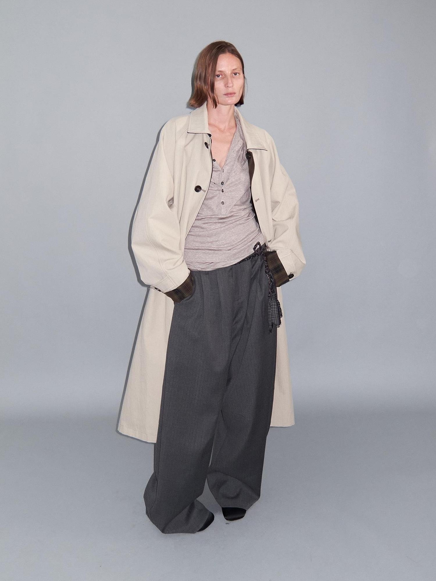 Delivery Gray Pinstripe Pleated Relaxed Women&