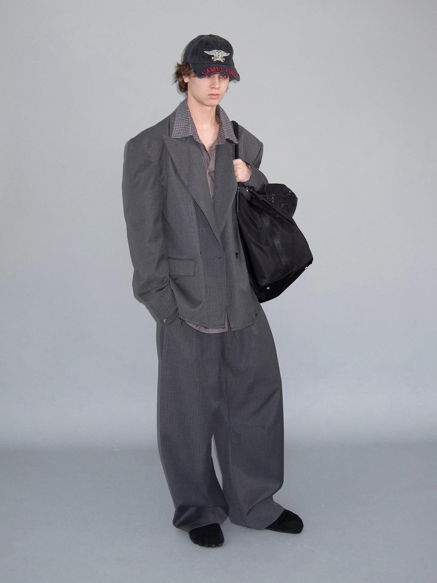 Delivery Gray Pinstripe Pleated Relaxed Women&