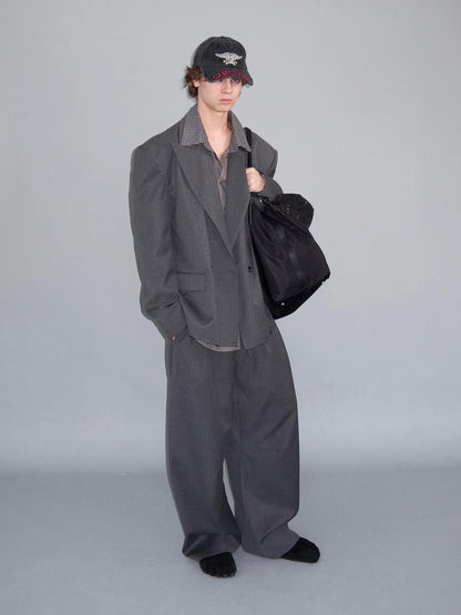 Delivery Gray Pinstripe Pleated Relaxed Women&