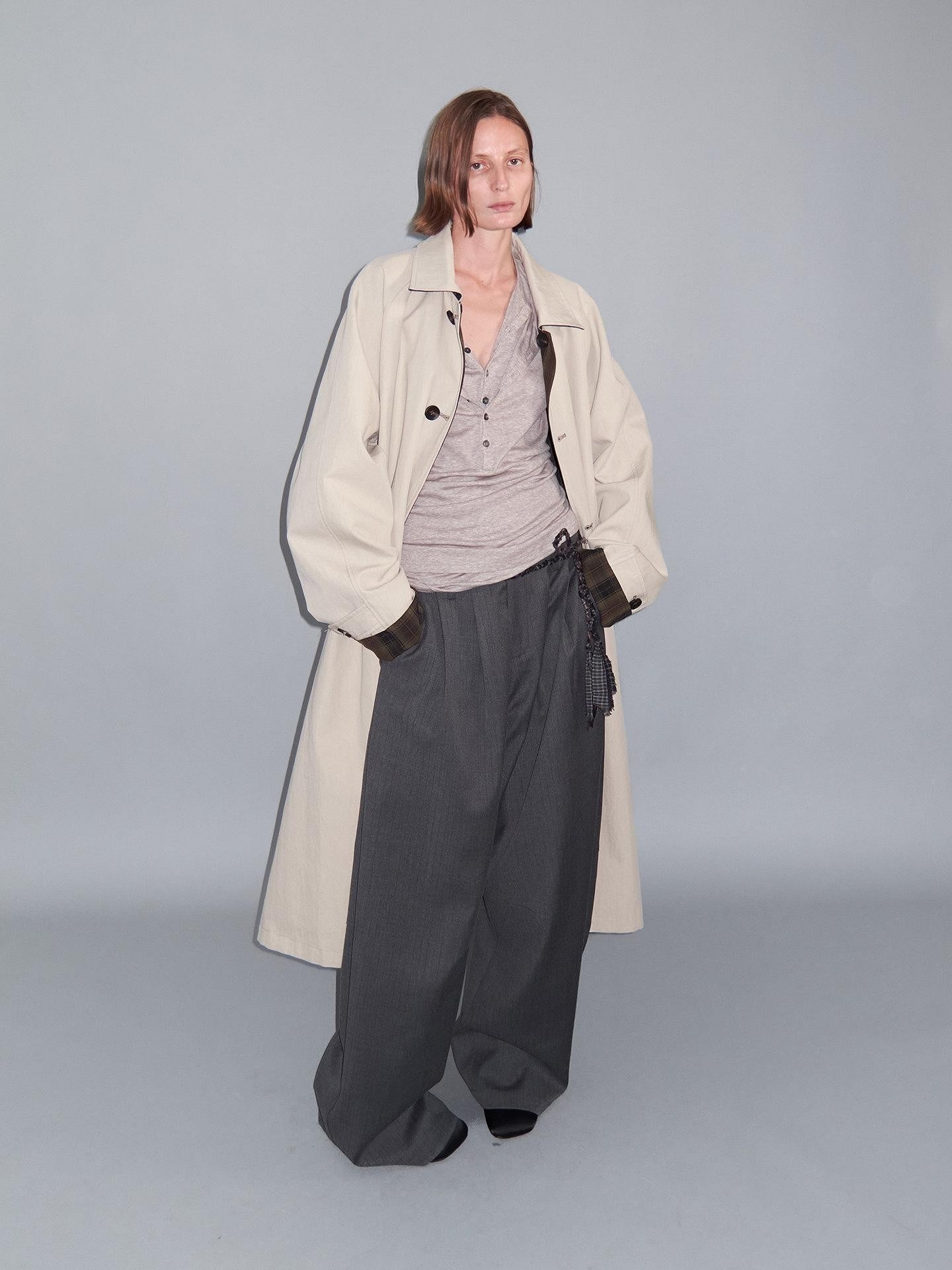 Delivery Gray Pinstripe Pleated Relaxed Women&