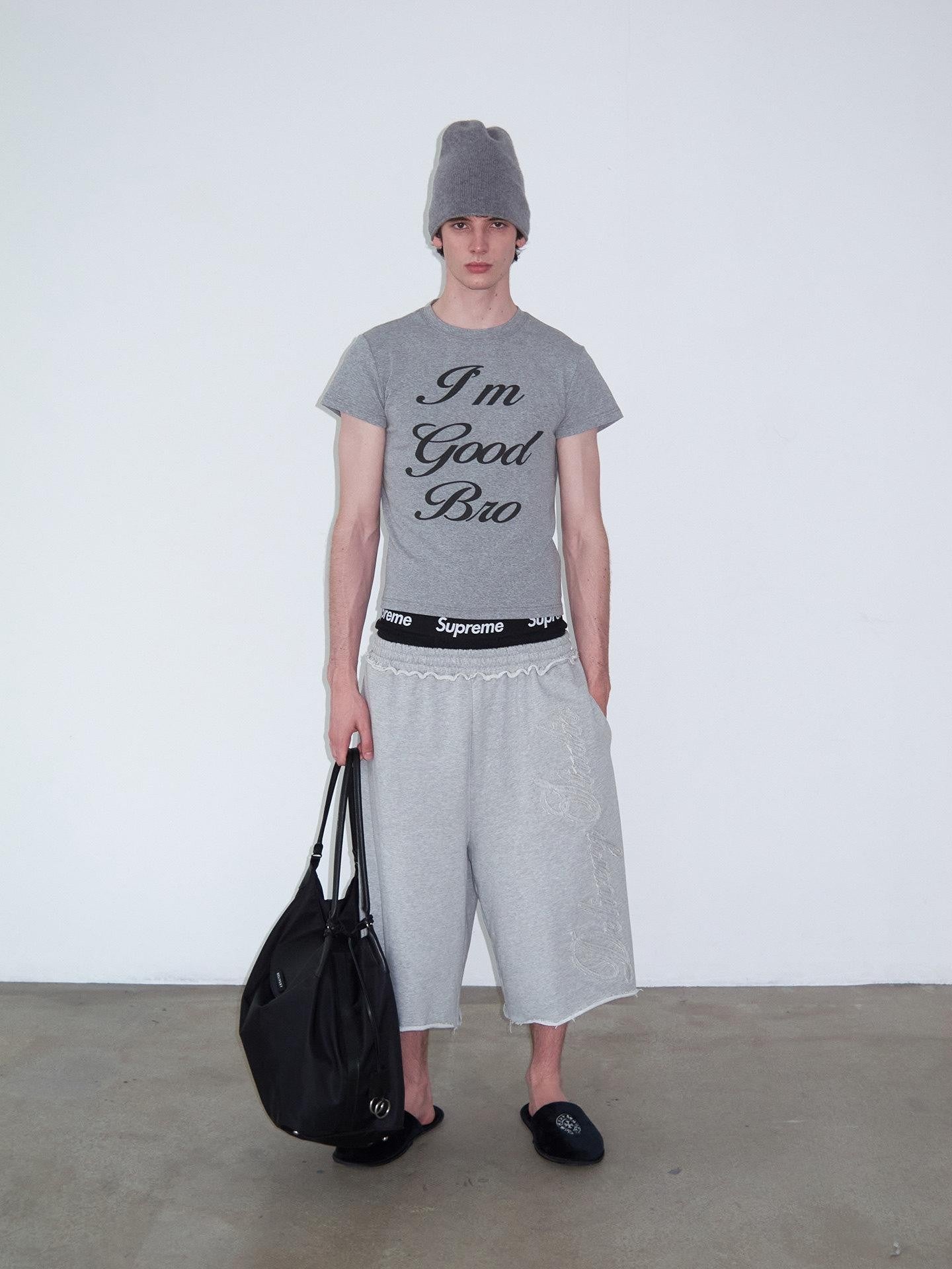 Delivery Gray Playful Letter Print Straight Cut Women&