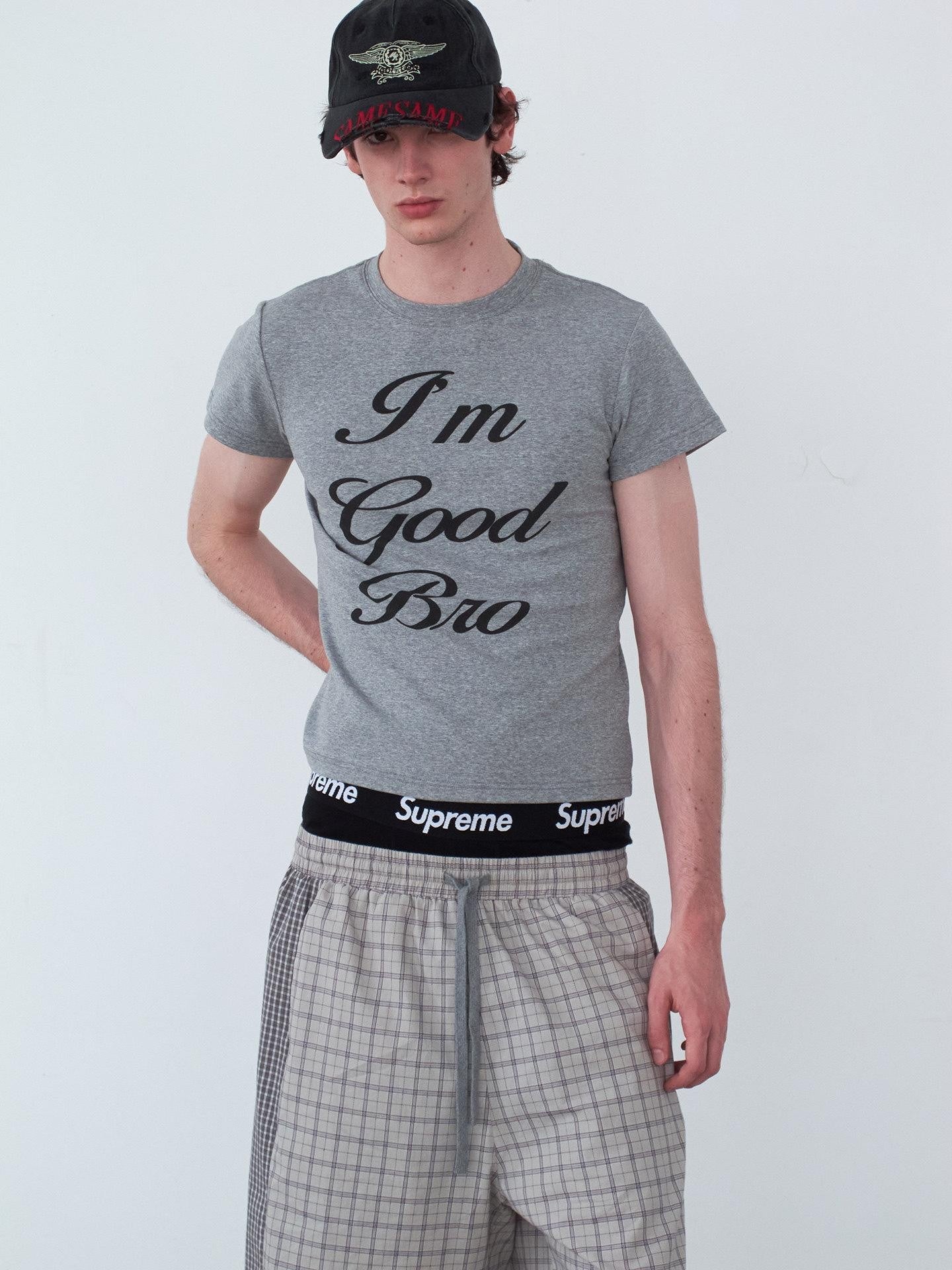 Delivery Gray Playful Letter Print Straight Cut Women&