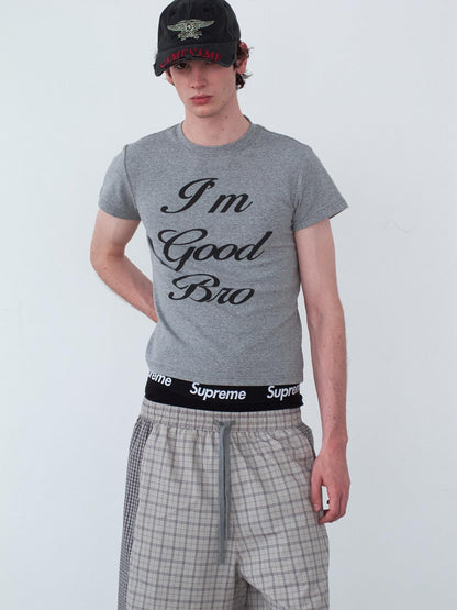 Delivery Gray Playful Letter Print Straight Cut Women&