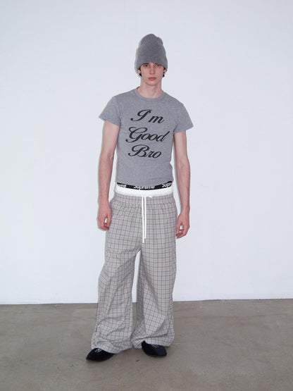 Delivery Gray Playful Letter Print Straight Cut Women&