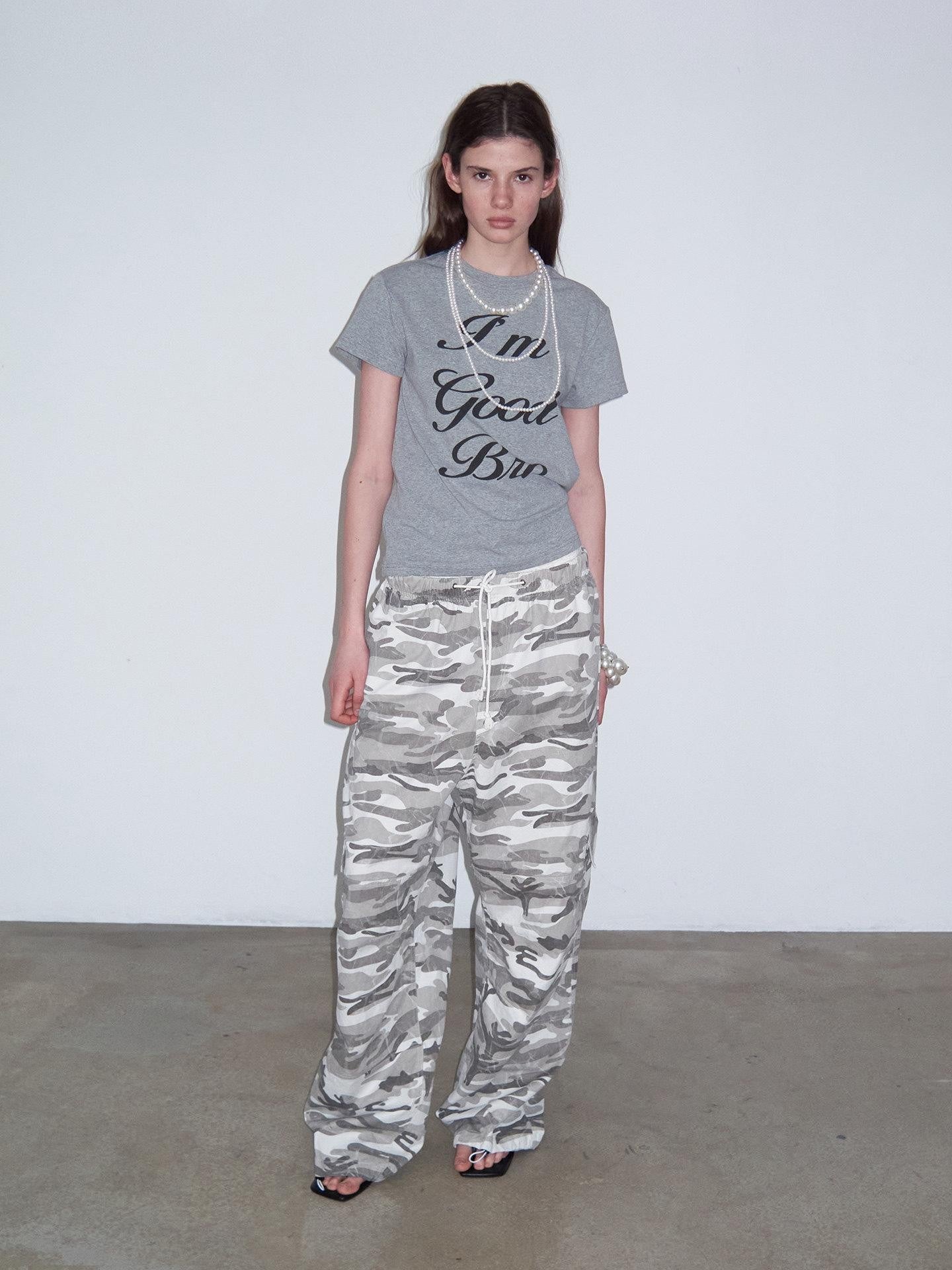Delivery Gray Playful Letter Print Straight Cut Women&