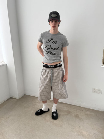 Delivery Gray Playful Letter Print Straight Cut Women&