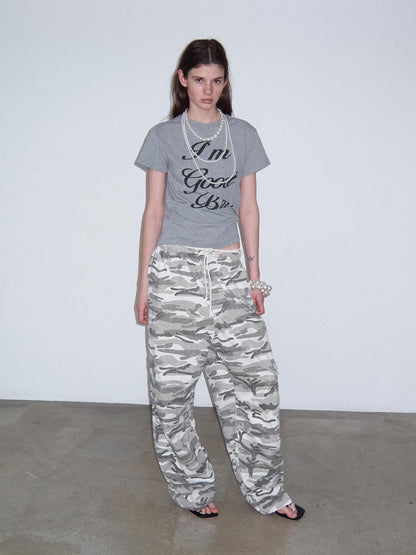 Delivery Gray Playful Letter Print Straight Cut Women&