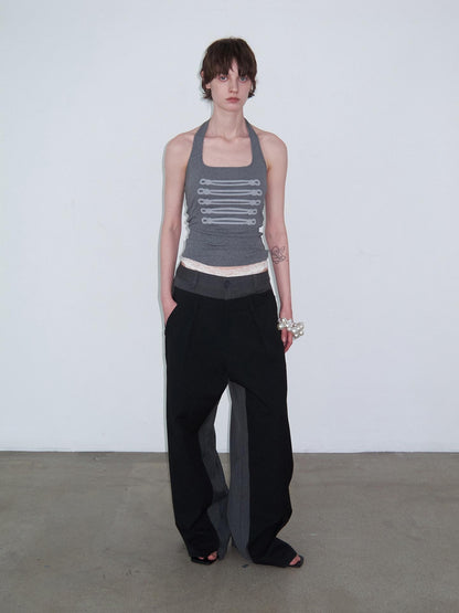 Delivery Gray Printed Napoleon Buttons Square Neck Slim Fit Cropped Women&