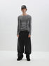 Delivery Gray Ribbed Slim Button Layered Two Piece Round Neck Women&
