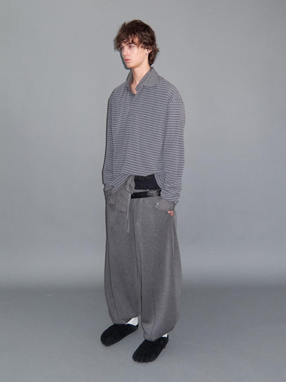 Delivery Gray Striped Polo Style Oversized Women&