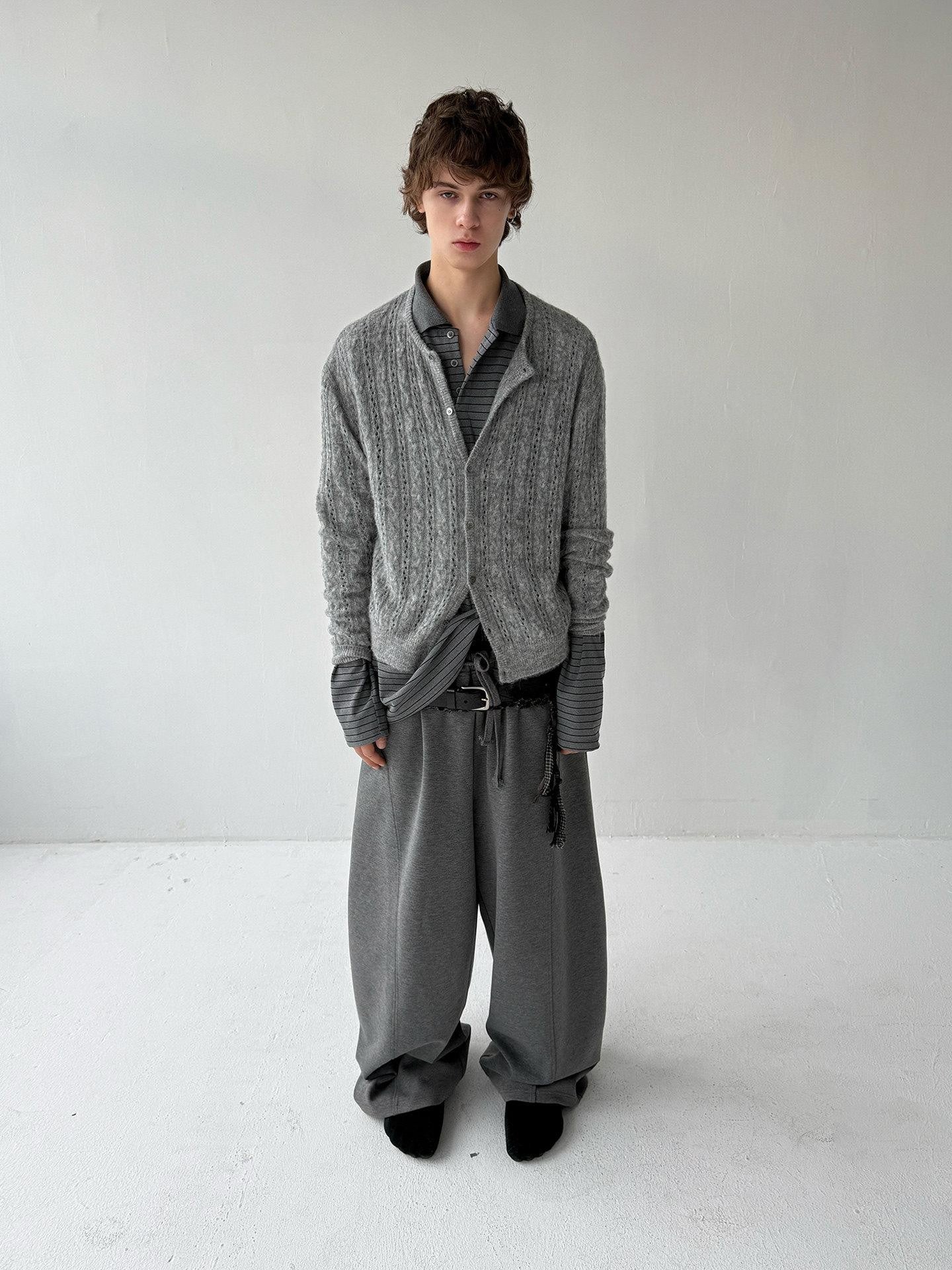 Delivery Gray Striped Polo Style Oversized Women&