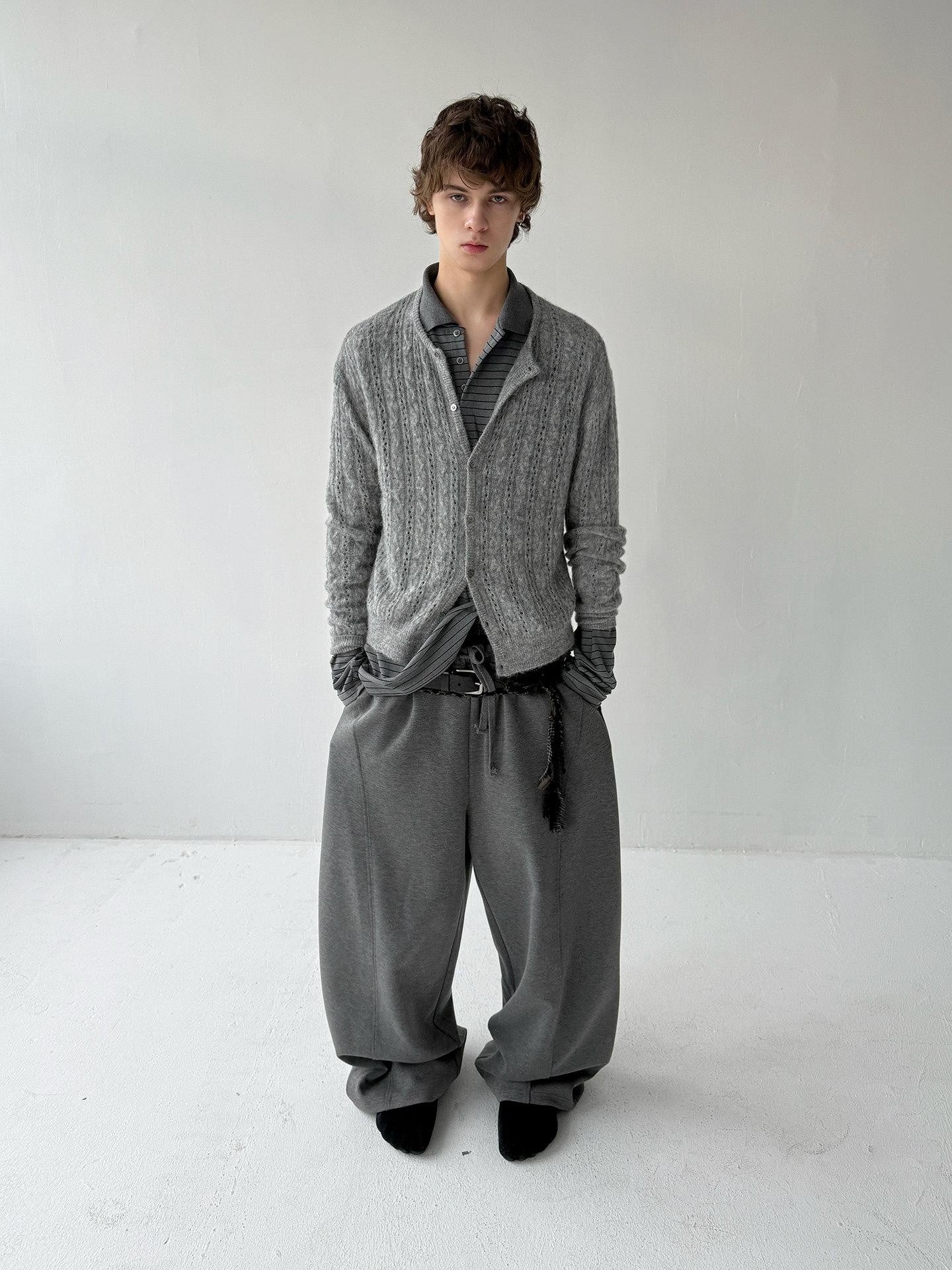 Delivery Gray Striped Polo Style Oversized Women&