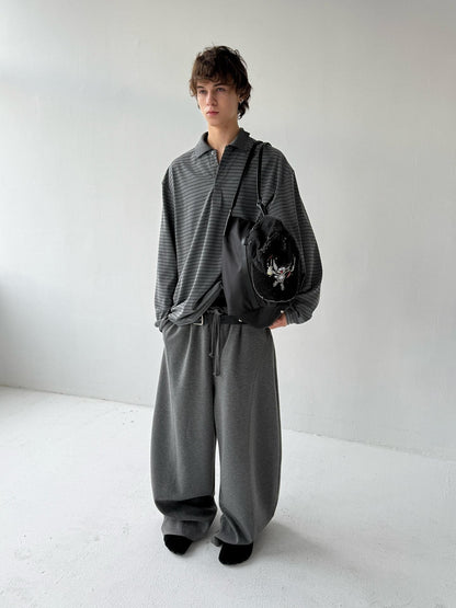 Delivery Gray Striped Polo Style Oversized Women&
