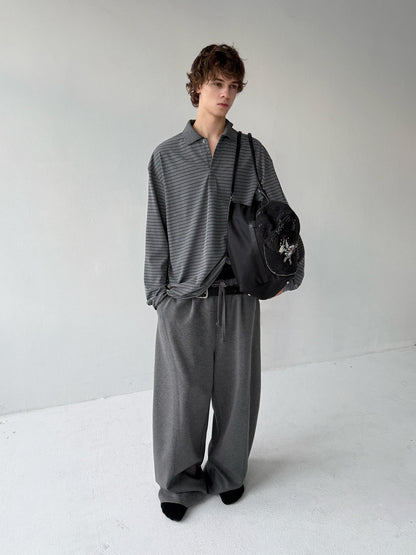 Delivery Gray Striped Polo Style Oversized Women&