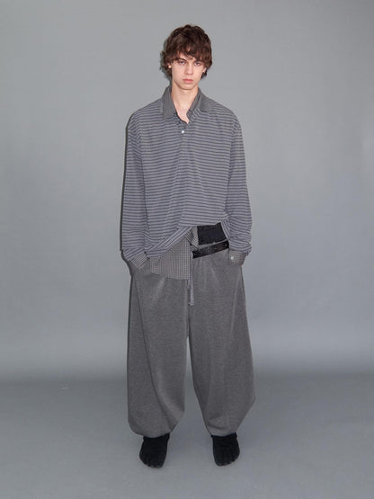 Delivery Gray Striped Polo Style Oversized Women&