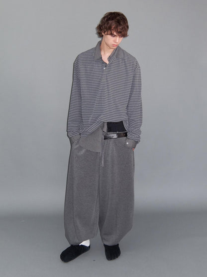 Delivery Gray Striped Polo Style Oversized Women&