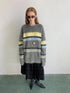 Delivery Gray Yellow Blue Striped Crewneck Brushed Mohair Women&