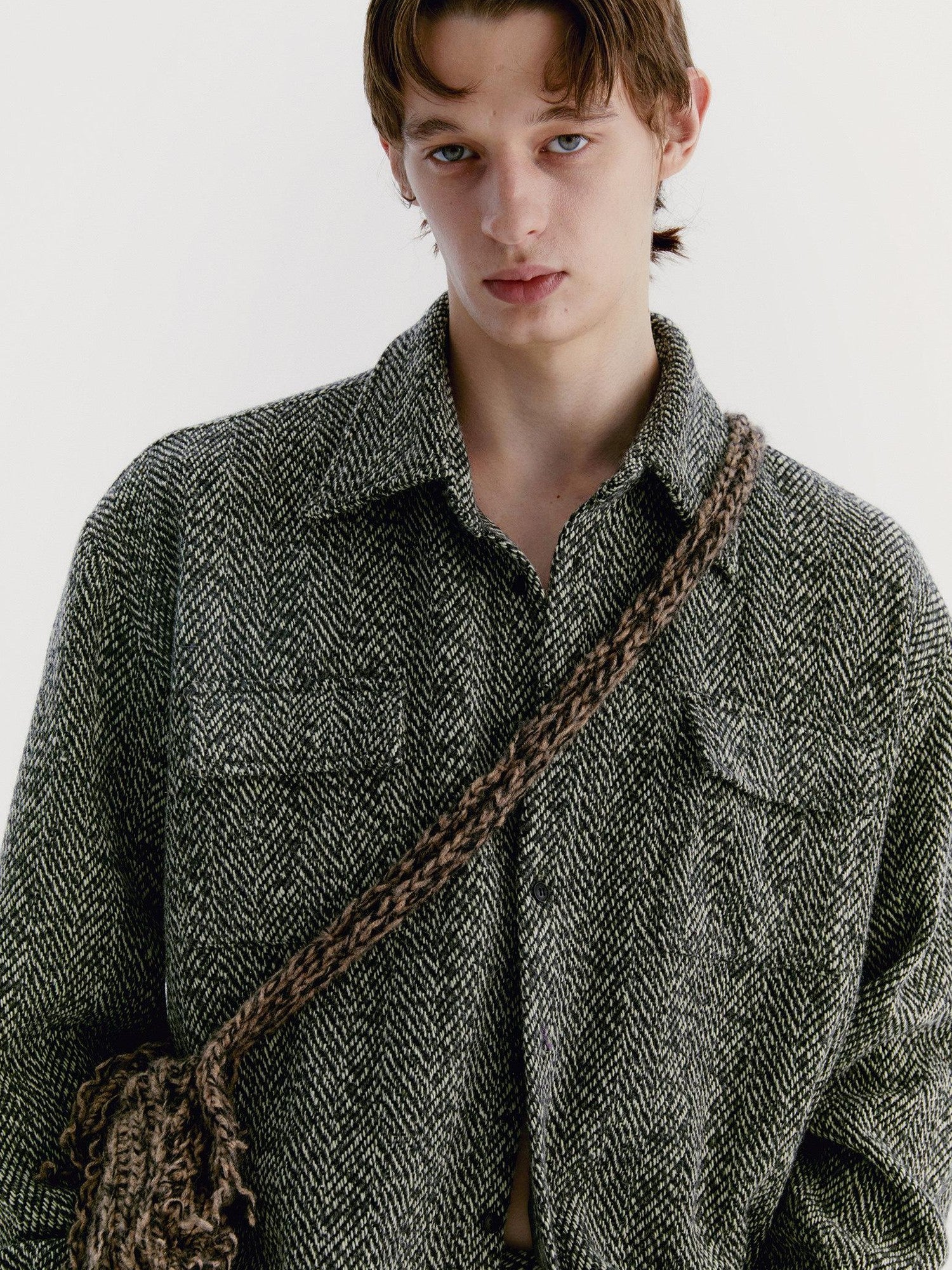 Delivery Green Herringbone Woven Women&