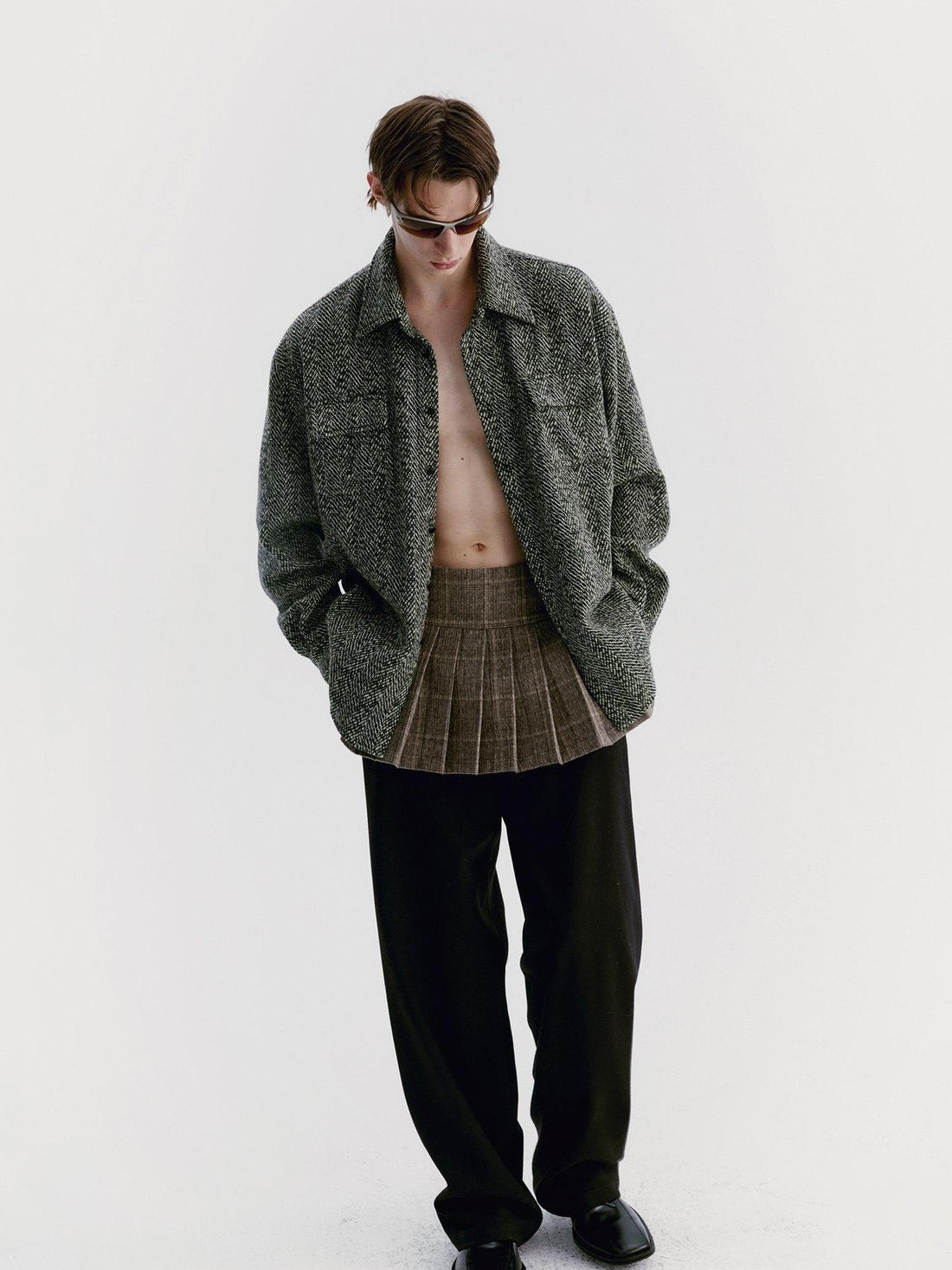 Delivery Green Herringbone Woven Women&