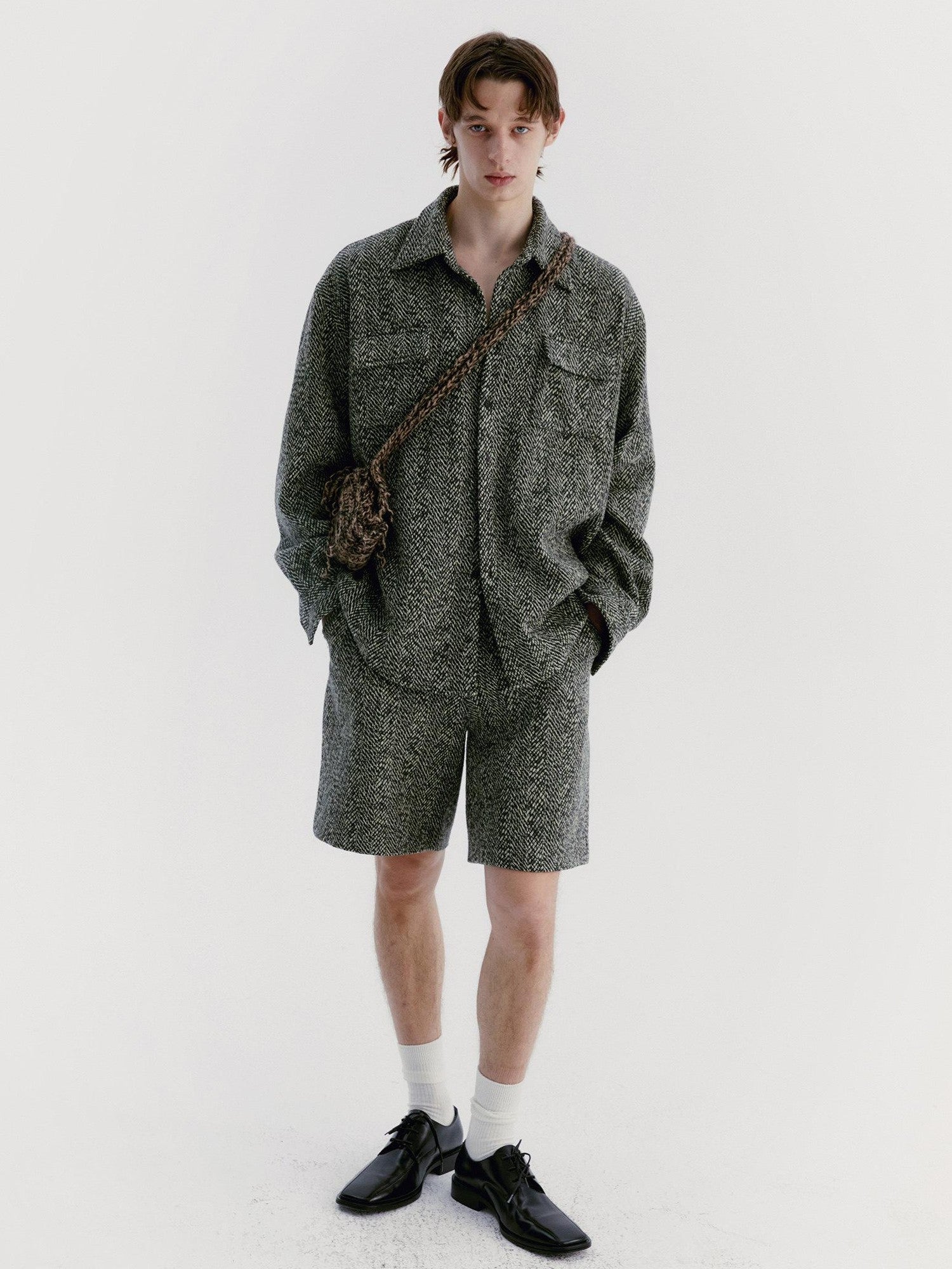Delivery Green Herringbone Woven Women&