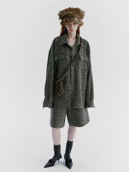 Delivery Green Herringbone Woven Women&