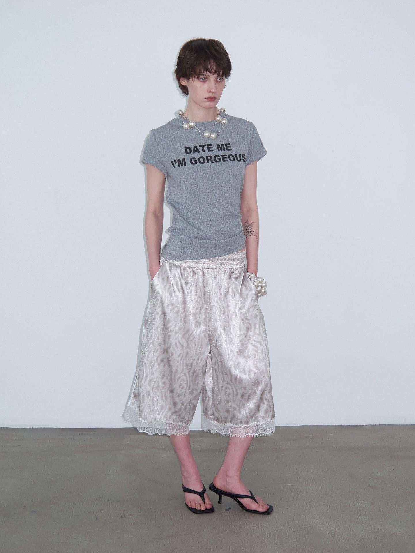 Delivery Grey Letter Print Crew Neck Straight Women&