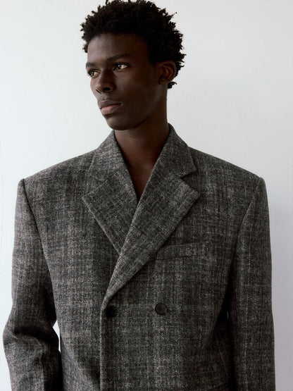 Delivery Grey Plaid Blazer And Box Pleat Skirt Women&