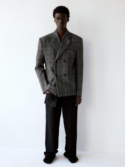 Delivery Grey Plaid Blazer And Box Pleat Skirt Women&