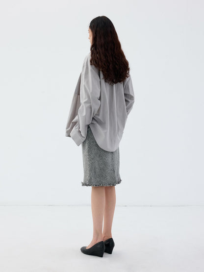 Delivery Grey Plaid Deconstructed Fake Two Piece Collared Cotton Women&