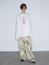 Delivery Hand Drawn Westie Print Layered Neckline White Long Sleeve Tee