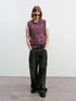Delivery Heather Purple Openwork Cable Crew Neck Women&